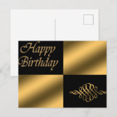 Gelukkig Verjaardag Zwart en Goud  Briefkaart (Voorkant / Achterkant)