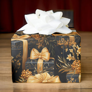 Gelukkig Verjaardag Zwart en Goud Elke Leeftijd Cadeaupapier