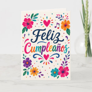 Gelukkig Verjaardagsfeest Spanje Bloemige Verjaard Kaart