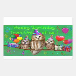 Gelukkig verjaardagsfeest van onze uil! rechthoekige sticker
