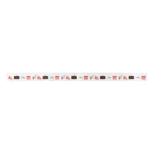 Gelukkig Verjaardagslint - in rood, 1.5'' Lint (Voorkant)