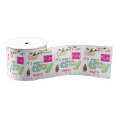 Gelukkig Verjaardagslint, LEUKE Cupcake Grosgrain Lint (Spoel)