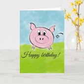 Gelukkig verjaardagsvarken kaart (Gele Bloem)