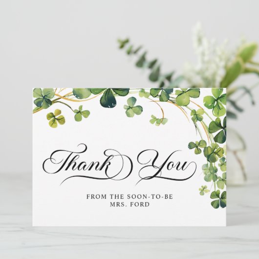 Gelukkig Verliefd Bruidsfeest Verlovingsfeest Groe Bedankkaart (Staand voorkant)