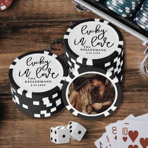 Gelukkig Verliefd Foto Bruiloft Poker Chips