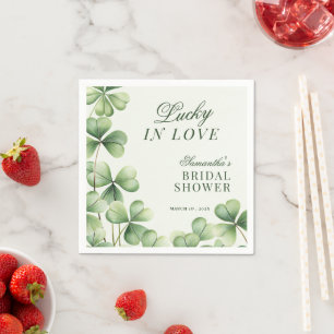 Gelukkig Verliefd Groene Klavertje Vier Bruidsuitn Servet