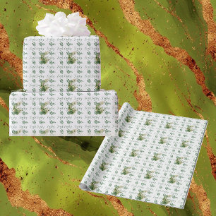 Gelukkig Verliefd Smaragdgroene Klaver Waterverf Cadeaupapier