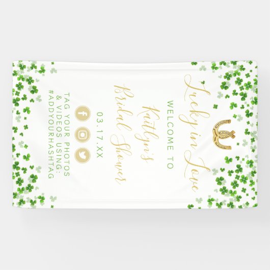 Gelukkig Verliefd St. Patrick's Day Bruidsfeest Spandoek (Horizontaal)
