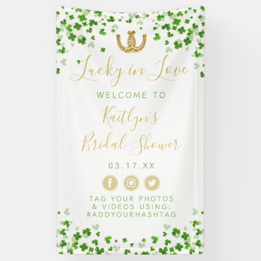 Gelukkig Verliefd St. Patrick's Day Bruidsfeest Spandoek (Verticaal)