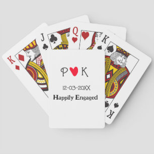 Gelukkig verloofd voeg paar naam letter datum jaar pokerkaarten