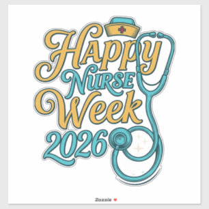Gelukkig Verpleegstersweek 2026 Stethoscoop Shirt Sticker