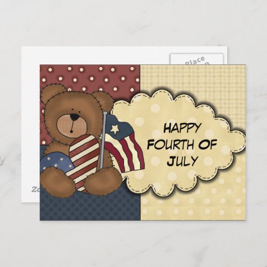 Gelukkig vierde Briefkaart van juli (Voorkant / Achterkant)