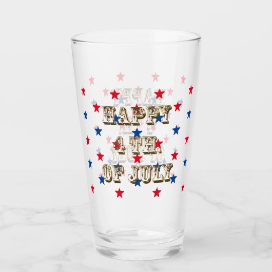 Gelukkig vierde juli, gouden, rode witte blauwe st glas (Voorkant)