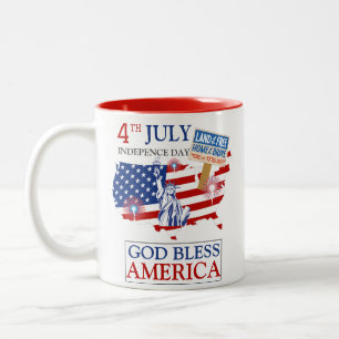 Gelukkig vierde juli Onafhankelijkheidsdag Amerika Tweekleurige Koffiemok