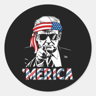 Gelukkig Vintage Trump 4 juli Patriottisch Amerika Ronde Sticker