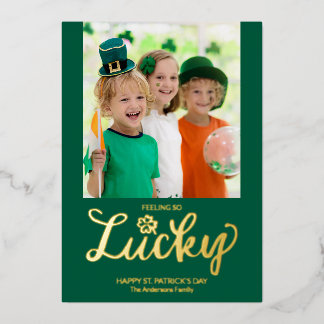 Gelukkig voelen, modern foto St. Patrick's Day Folie Feestdagenkaart
