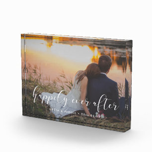 Gelukkig voor altijd elegante overlay bruiloft fotoblokken