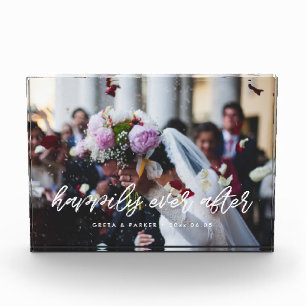 Gelukkig voor altijd moderne overlay bruiloft fotoblokken