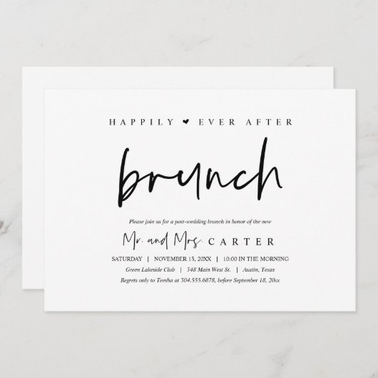 Gelukkig voor altijd na de bruiloft brunch viering kaart (Voorkant / Achterkant)