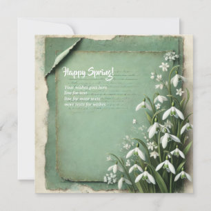 Gelukkig voorjaar met sneeuwklokjes bloemen groen feestdagenkaart