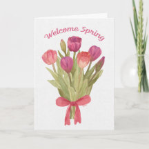 Gelukkig Voorjaar Tulpen Boeket Wenskaart
