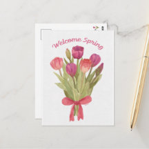 Gelukkig Voorjaars Tulpenboeket Ansichtkaart