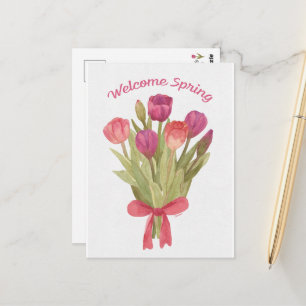Gelukkig Voorjaars Tulpenboeket Ansichtkaart Briefkaart
