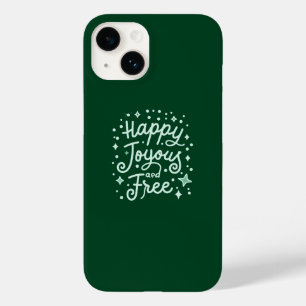 Gelukkig, vrolijk, vrij, dankbaar, Kerstmis Case-Mate iPhone 14 Hoesje