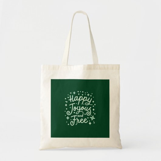 Gelukkig, vrolijk, vrij, dankbaar, Kerstmis Tote Bag (Voorkant)
