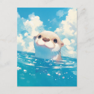 Gelukkig Waterverf Otter Blauwe Lucht Briefkaart