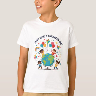 Gelukkig wereldkinderdag T-shirt voor jongens