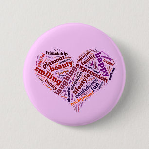 Gelukkig woord ronde button 5,7 cm