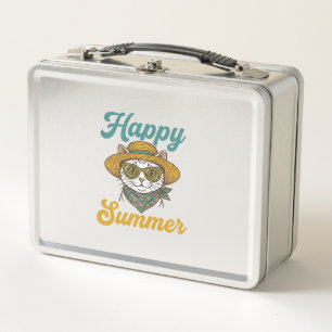 Gelukkig Zomer Kat Vintage Gravure Shirt Ontwerp_1