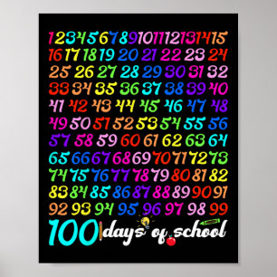 Gelukkige 100 dagen school leraar kind jongen meis poster