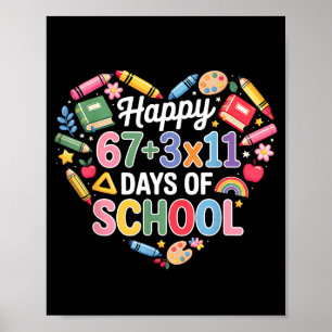 Gelukkige 100 dagen school wiskunde vergelijking 1 poster