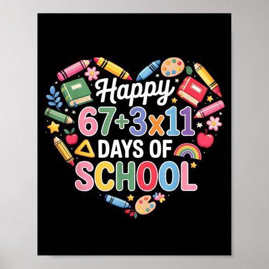 Gelukkige 100 dagen school wiskunde vergelijking 1 poster (Voorkant)