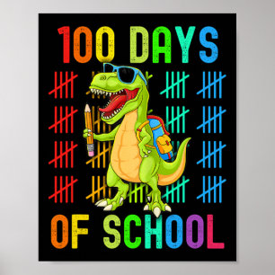 Gelukkige 100 dagen van school 100e dag dinosaurus poster