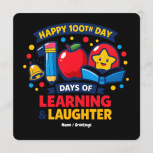 Gelukkige 100e Dag van School Leren en Lachen  Kaart