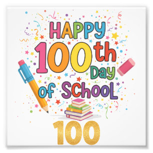 Gelukkige 100e Schooldag Foto Afdruk