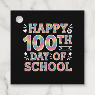 Gelukkige 100e Schooldag Tie Dye Regenboog 100 Dag Bedankjes Labels