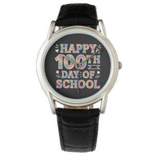 Gelukkige 100e schooldag Tie Dye Regenboog 100 dag Horloge