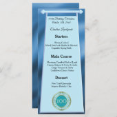 Gelukkige 100e Verjaardag Blauwgroen Blue Glitter Menu (Voorkant / Achterkant)