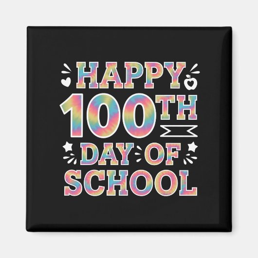 Gelukkige 100ste Dag van de School Tie Dye Rainbow Magneet (Voorkant)