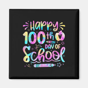 Gelukkige 100ste Dag van de School Tie Dye Rainbow Magneet