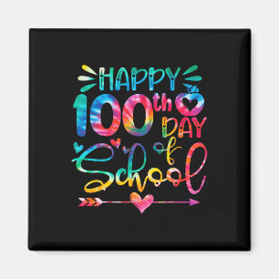 Gelukkige 100ste Dag van de School Tie Dye Rainbow Magneet