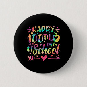 Gelukkige 100ste Dag van de School Tie Dye Rainbow Ronde Button 5,7 Cm
