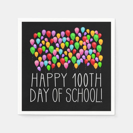 Gelukkige 100ste dag van school 100 ballonnen lera servet (Voorkant)
