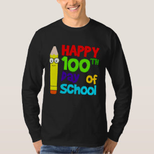 Gelukkige 100ste schooldag potlood leraar leerling t-shirt