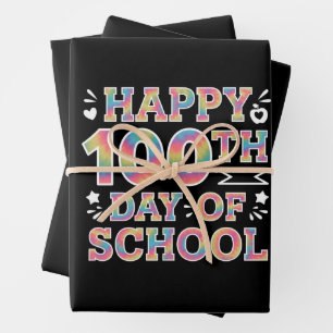 Gelukkige 100ste Schooldag Tie Dye Regenboog 100 D Inpakpapier Vel