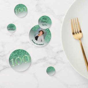 Gelukkige 100ste verjaardag Chic Falling Green Gli Confetti
